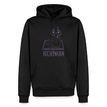 Leseratte Silhouette - Für Bücherwürmer und - Männer Premium Bio Hoodie - Schwarz - Vorne - Nico (187cm)