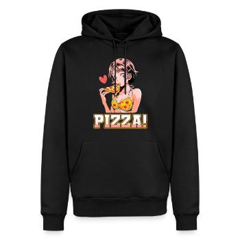 Pizza Lover Young Girl Anime Manga Pizza - Sweat à capuche Premium bio Homme - noir - Devant - Nico (187cm)