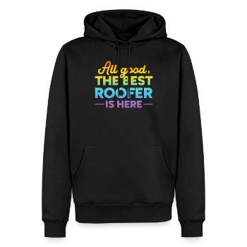 Tout va bien Le meilleur couvreur est ici - Roofer - Sweat à capuche Premium bio Homme - noir - Devant - Nico (187cm)