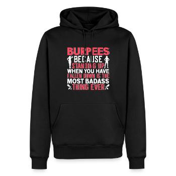 Burpees Exercices Entraînement - Sweat à capuche Premium bio Homme - noir - Devant - Nico (187cm)