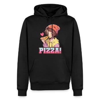 Pizza Lover Young Girl Anime Manga Pizza - Sweat à capuche Premium bio Homme - noir - Devant - Nico (187cm)