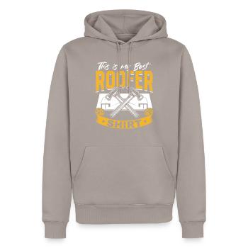 This Is My Best Roofer Shirt - Roofing Roofer - Männer Premium Bio Hoodie - Taupe - Vorne - Nico (187cm)