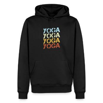 Yoga Retro - Männer Premium Bio Hoodie - Schwarz - Vorne - Nico (187cm)