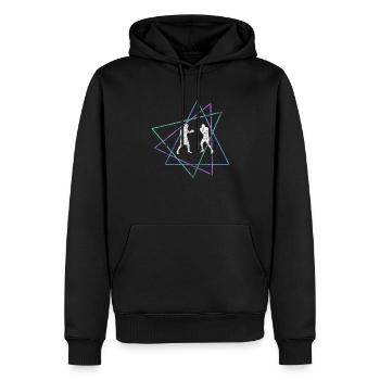 Boxe - Sweat à capuche Premium bio Homme - noir - Devant - Nico (187cm)
