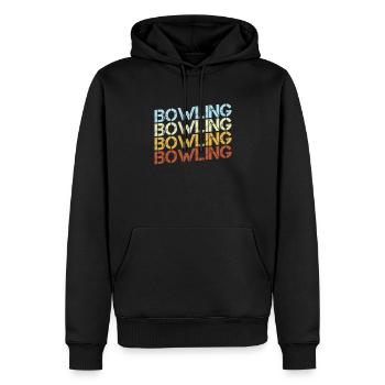 Bowling Retro - Männer Premium Bio Hoodie - Schwarz - Vorne - Nico (187cm)