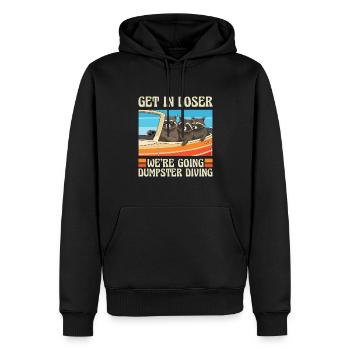 Raccoon Lover Trash Picking Dumpster Diving Trash - Men’s Premium Organic Hoodie - black - Front - Nico (187cm)
