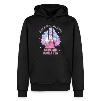 Just a girl who loves Anime and Boba Bubble Tea - Männer Premium Bio Hoodie - Schwarz - Vorne - Nico (187cm)