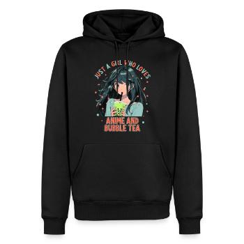 Just a girl who loves Anime and Boba Bubble Tea - Männer Premium Bio Hoodie - Schwarz - Vorne - Nico (187cm)