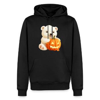 Ours polaire d’Halloween avec citrouille - Sweat à capuche Premium bio Homme - noir - Devant - Nico (187cm)