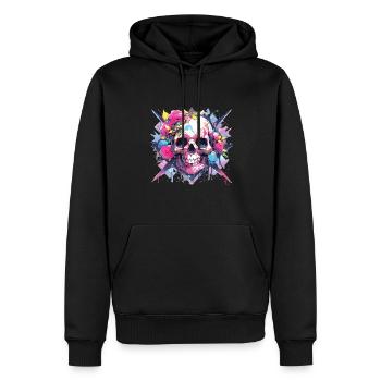 Crâne Crâne Crâne Squelette Os - Sweat à capuche Premium bio Homme - noir - Devant - Nico (187cm)