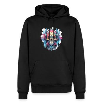 Crâne Crâne Crâne Squelette Os - Sweat à capuche Premium bio Homme - noir - Devant - Nico (187cm)