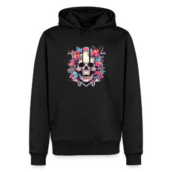 Crâne Crâne Crâne Squelette Os - Sweat à capuche Premium bio Homme - noir - Devant - Nico (187cm)