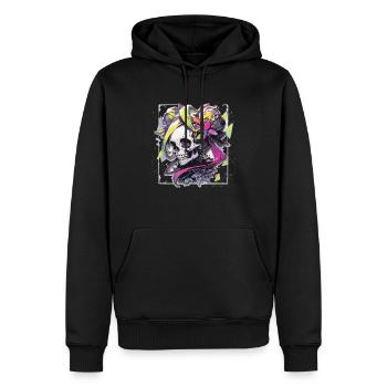 Crâne Crâne Crâne Squelette Os - Sweat à capuche Premium bio Homme - noir - Devant - Nico (187cm)