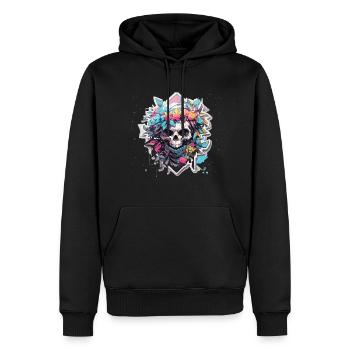 Crâne Crâne Crâne Squelette Os - Sweat à capuche Premium bio Homme - noir - Devant - Nico (187cm)