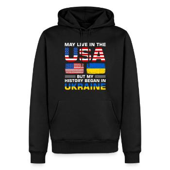 Drapeau des États-Unis Amérique Drapeau sénégalais - Sweat à capuche Premium bio Homme - noir - Devant - Nico (187cm)