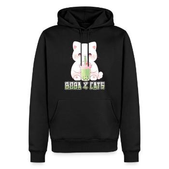 Boba and Cats Katze die Bubble Tee Mädchen Anime - Männer Premium Bio Hoodie - Schwarz - Vorne - Nico (187cm)