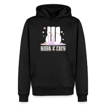 Boba and Cats Katze die Bubble Tee Mädchen Anime - Männer Premium Bio Hoodie - Schwarz - Vorne - Nico (187cm)
