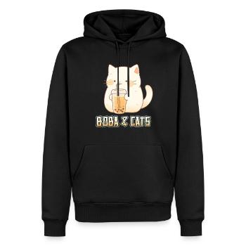 Boba and Cats Katze die Bubble Tee Mädchen Anime - Männer Premium Bio Hoodie - Schwarz - Vorne - Nico (187cm)