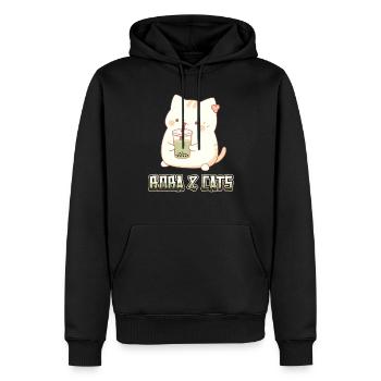 Boba and Cats Katze die Bubble Tee Mädchen Anime - Männer Premium Bio Hoodie - Schwarz - Vorne - Nico (187cm)