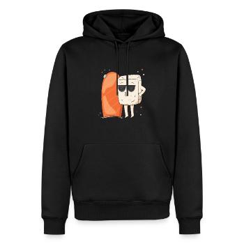 Cuisine japonaise J’adore les sushis amoureux nigiri - Sweat à capuche Premium bio Homme - noir - Devant - Nico (187cm)