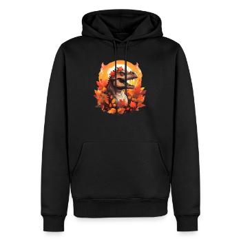 Autumn T-Rex in Sunset Autumn Foliage - Men’s Premium Organic Hoodie - black - Front - Nico (187cm)