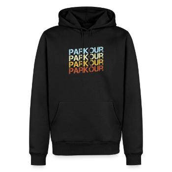 Parkour Retro - Männer Premium Bio Hoodie - Schwarz - Vorne - Nico (187cm)