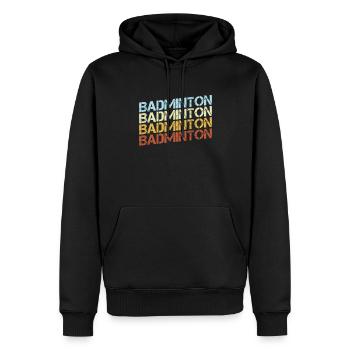 Badminton Rétro - Sweat à capuche Premium bio Homme - noir - Devant - Nico (187cm)