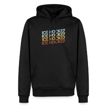 Hockey sur glace Rétro - Sweat à capuche Premium bio Homme - noir - Devant - Nico (187cm)