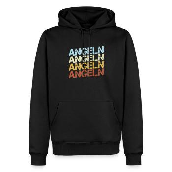 Angeln Retro - Männer Premium Bio Hoodie - Schwarz - Vorne - Nico (187cm)