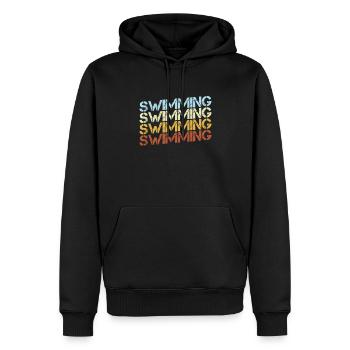 Natation Rétro - Sweat à capuche Premium bio Homme - noir - Devant - Nico (187cm)