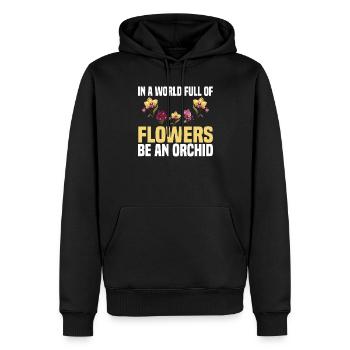 Dans Un monde plein de fleurs be an orchid - Sweat à capuche Premium bio Homme - noir - Devant - Nico (187cm)