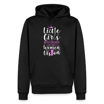 Petites filles féministes avec des rêves - Sweat à capuche Premium bio Homme - noir - Devant - Nico (187cm)