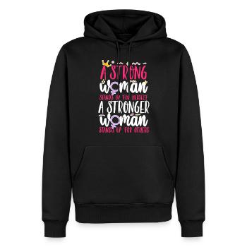 Feminist A Strong Woman Stands Up - Männer Premium Bio Hoodie - Schwarz - Vorne - Nico (187cm)