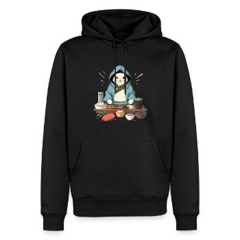 Cuisine japonaise J’adore les sushis amoureux nigiri - Sweat à capuche Premium bio Homme - noir - Devant - Nico (187cm)