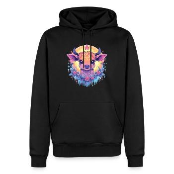 Vache Tête de vache Audacieuse Agriculture Veau - Sweat à capuche Premium bio Homme - noir - Devant - Nico (187cm)