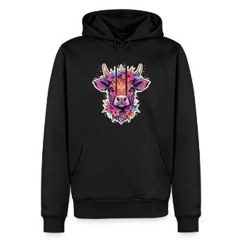 Vache Tête de vache Audacieuse Agriculture Veau - Sweat à capuche Premium bio Homme - noir - Devant - Nico (187cm)