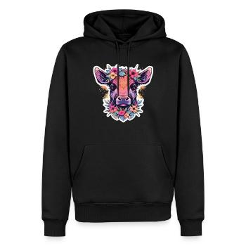 Vache Tête de vache Audacieuse Agriculture Veau - Sweat à capuche Premium bio Homme - noir - Devant - Nico (187cm)