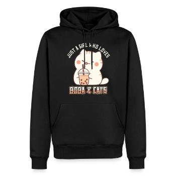 Anime Kawaii just a girl who loves Boba and Cats - Männer Premium Bio Hoodie - Schwarz - Vorne - Nico (187cm)