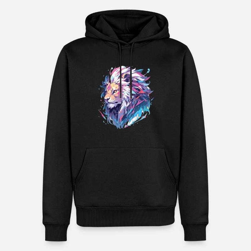 Löwe - Männer Premium Bio Hoodie - Schwarz