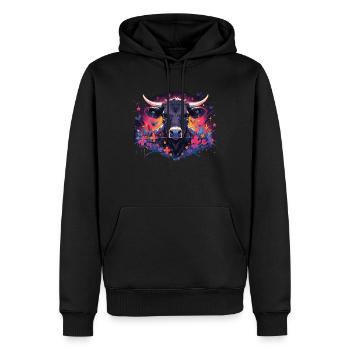 Vache Tête de vache Audacieuse Agriculture Veau - Sweat à capuche Premium bio Homme - noir - Devant - Nico (187cm)