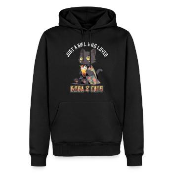 Anime Kawaii just a girl who loves Boba and Cats - Männer Premium Bio Hoodie - Schwarz - Vorne - Nico (187cm)
