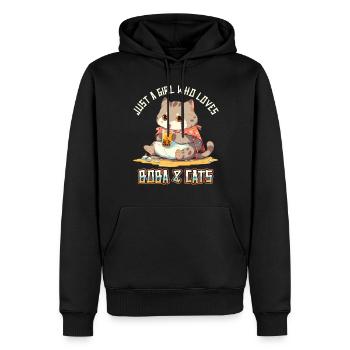 Anime Kawaii just a girl who loves Boba and Cats - Männer Premium Bio Hoodie - Schwarz - Vorne - Nico (187cm)