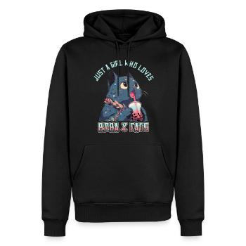 Anime Kawaii just a girl who loves Boba and Cats - Männer Premium Bio Hoodie - Schwarz - Vorne - Nico (187cm)