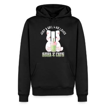 Anime Kawaii just a girl who loves Boba and Cats - Männer Premium Bio Hoodie - Schwarz - Vorne - Nico (187cm)