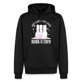 Anime Kawaii just a girl who loves Boba and Cats - Männer Premium Bio Hoodie - Schwarz - Vorne - Nico (187cm)