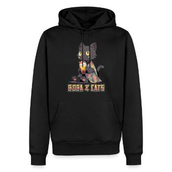 Boba and Cats Katze die Bubble Tee Mädchen Anime - Männer Premium Bio Hoodie - Schwarz - Vorne - Nico (187cm)