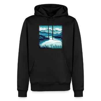 Vacances: New York au lac Tahoe, Grunge Blue - Sweat à capuche Premium bio Homme - noir - Devant - Nico (187cm)