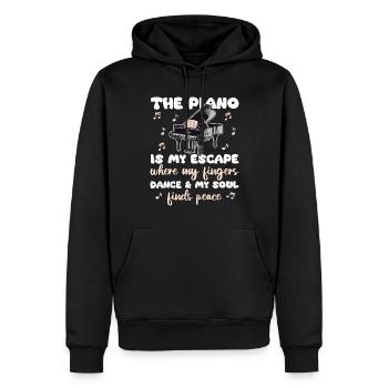 Le piano est mon évasion où mes doigts dansent trouvent - Sweat à capuche Premium bio Homme - noir - Devant - Nico (187cm)