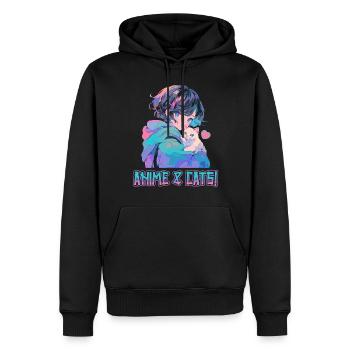 Anime et chats Kawaii Girl Anime - Sweat à capuche Premium bio Homme - noir - Devant - Nico (187cm)