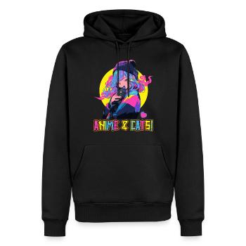 Anime et chats Kawaii Girl Anime - Sweat à capuche Premium bio Homme - noir - Devant - Nico (187cm)